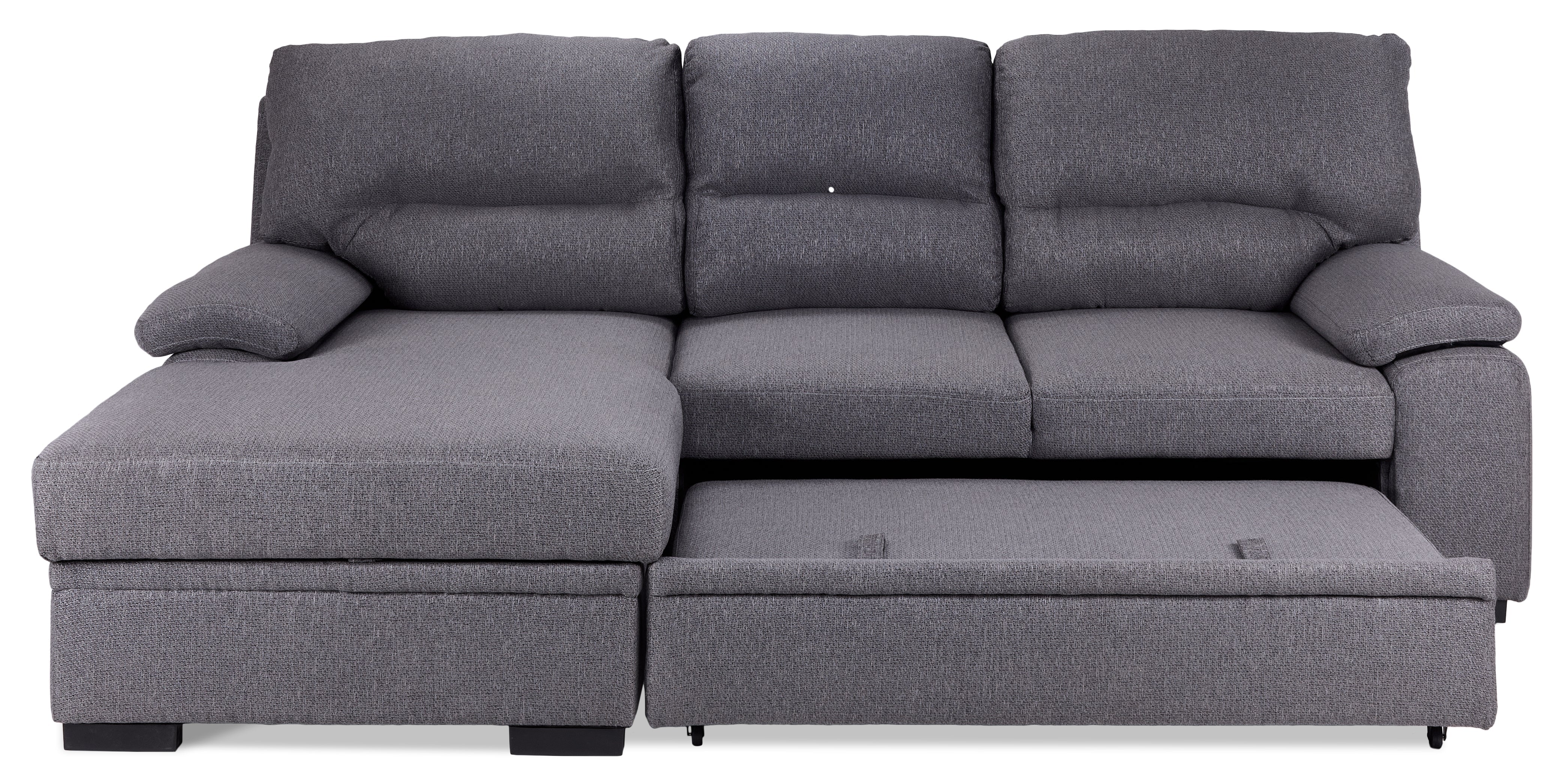 Camille Pop-Up Sofa Bed with Left-Facing Chaise- Grey, Charcoal