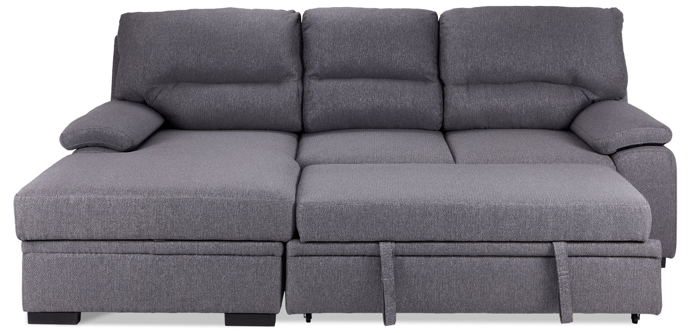 Camille Pop-Up Sofa Bed with Left-Facing Chaise- Grey, Charcoal