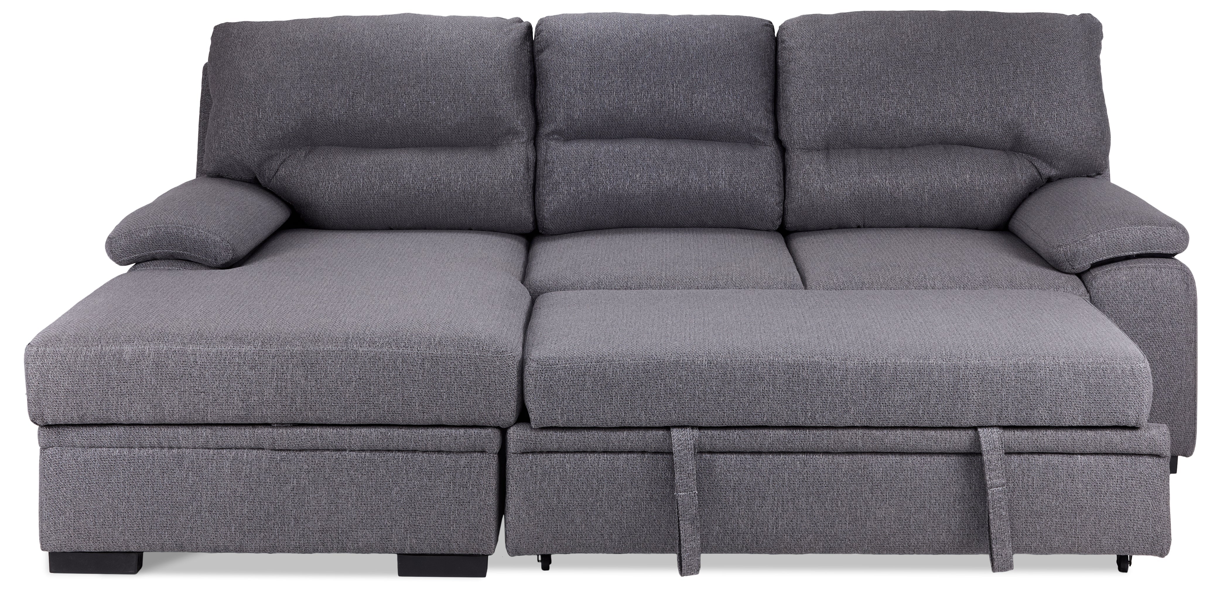 Camille Pop-Up Sofa Bed with Left-Facing Chaise- Grey, Charcoal