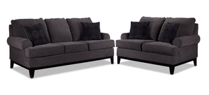 Crizia Sofa and Loveseat Set - Dark Grey