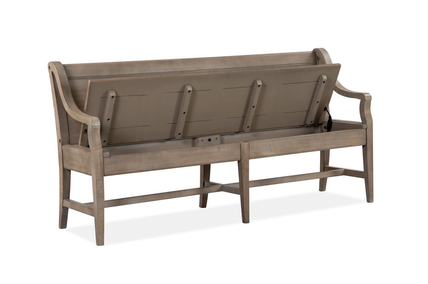 Paxton Place Bench With Back and Storage - Grayish Brown