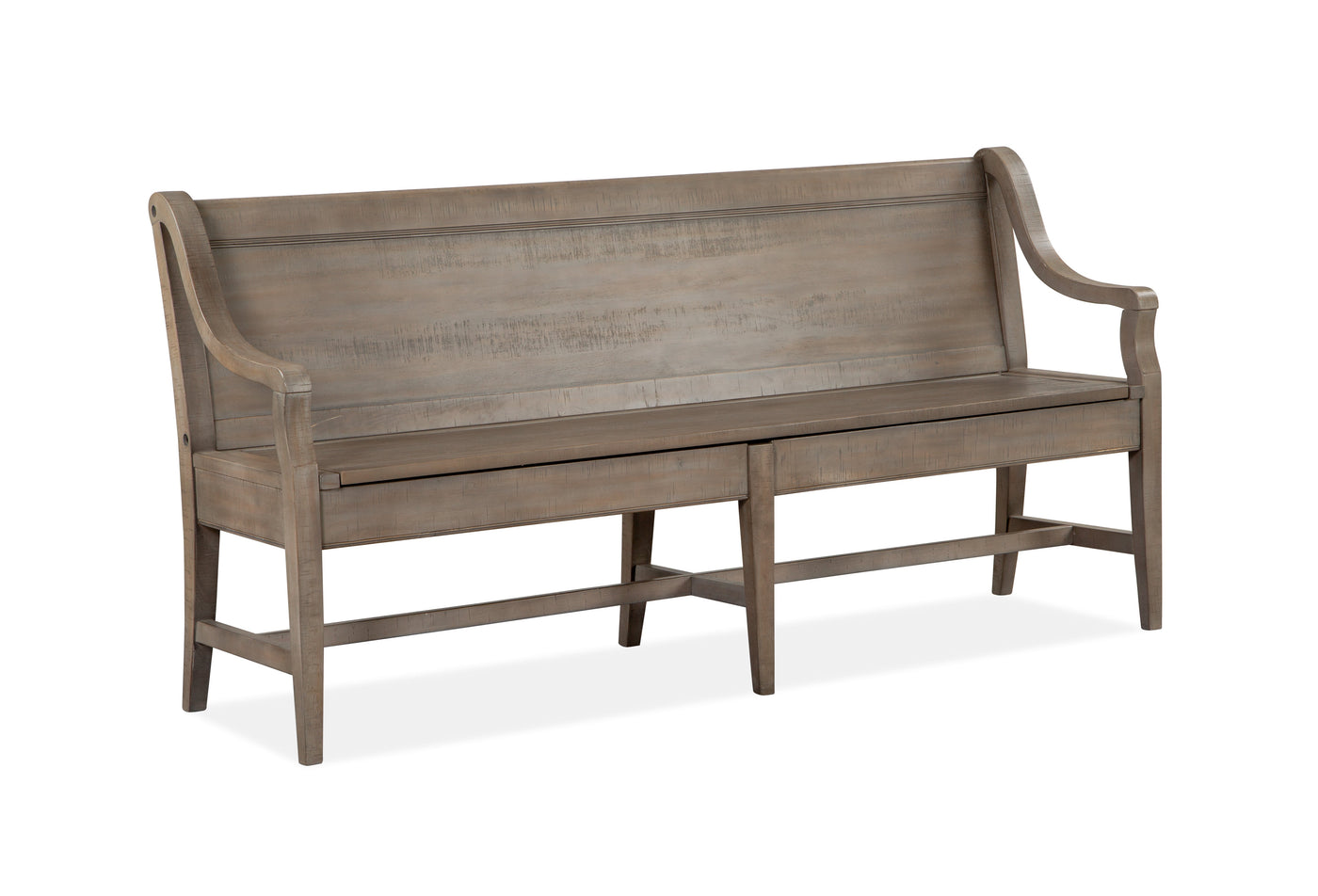 Paxton Place Bench With Back and Storage - Grayish Brown
