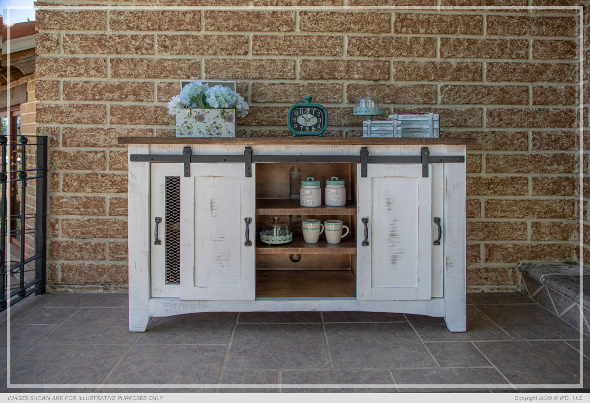 Pueblo 60" TV Stand - Weathered White