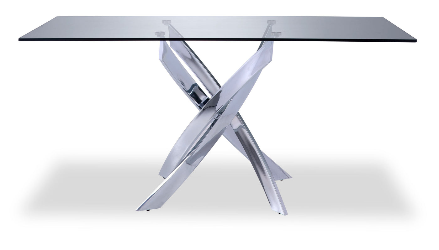 Ellis 5-Piece Dining Set- Glass, Chrome, White