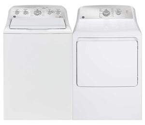 GE White Top-Load Washer (4.9 cu. ft.) & Gas Dryer (7.2 cu. ft.) - GTW490BMRWS/GTD40GBMRWS