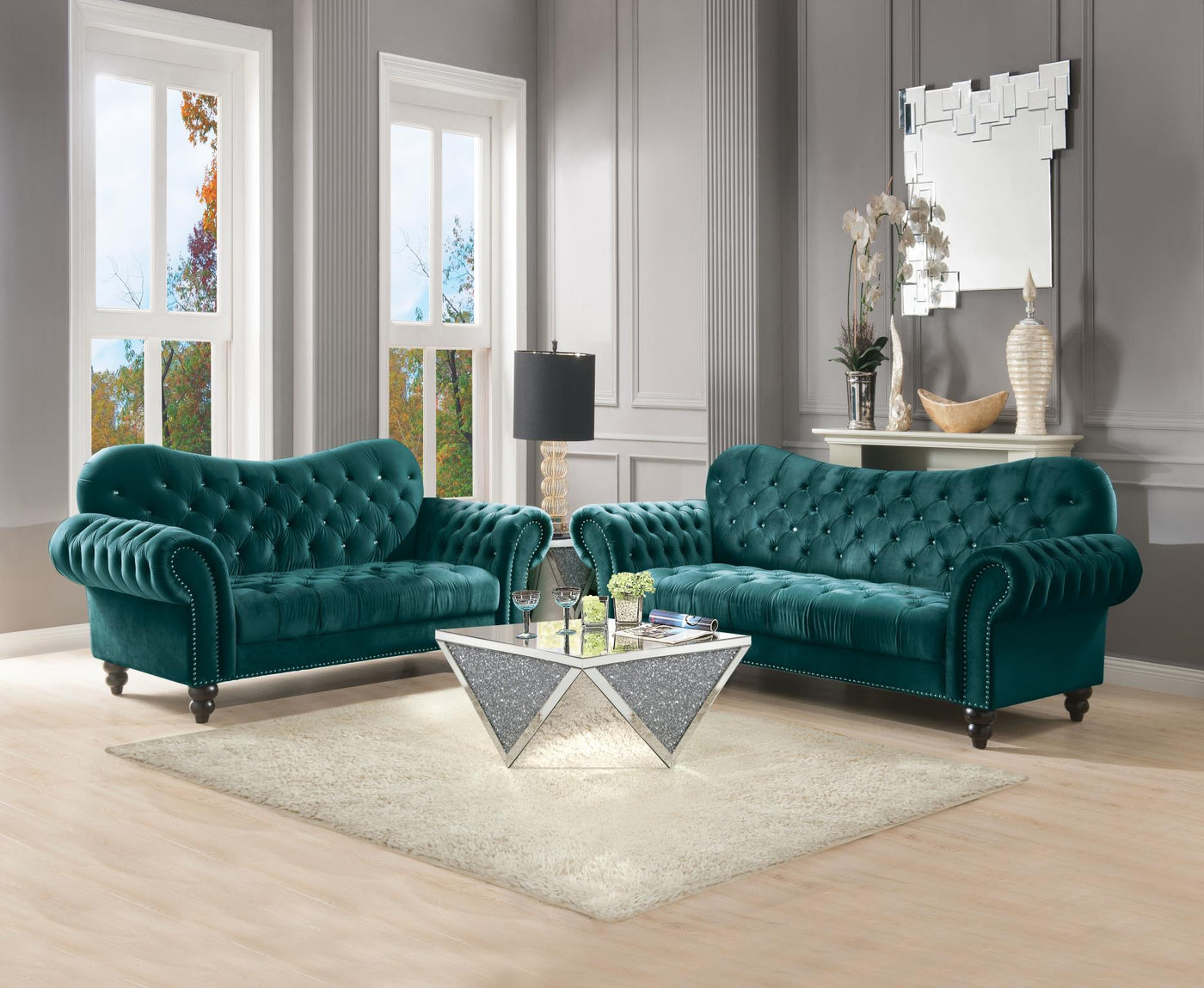 Ryo Tufted Velvet Sofa - Teal