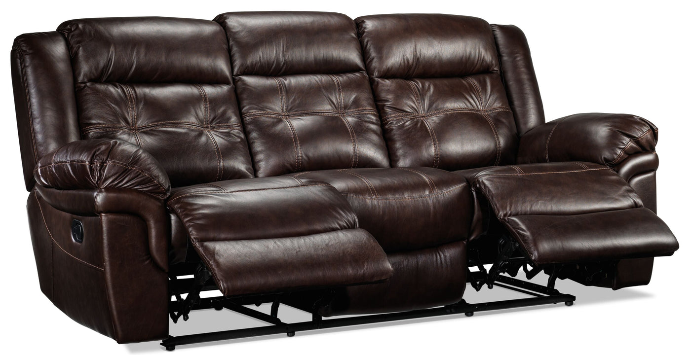 Cooper Reclining Leather Sofa - Brown