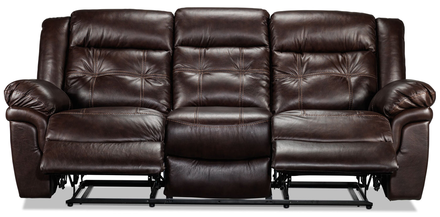 Cooper Reclining Leather Sofa - Brown