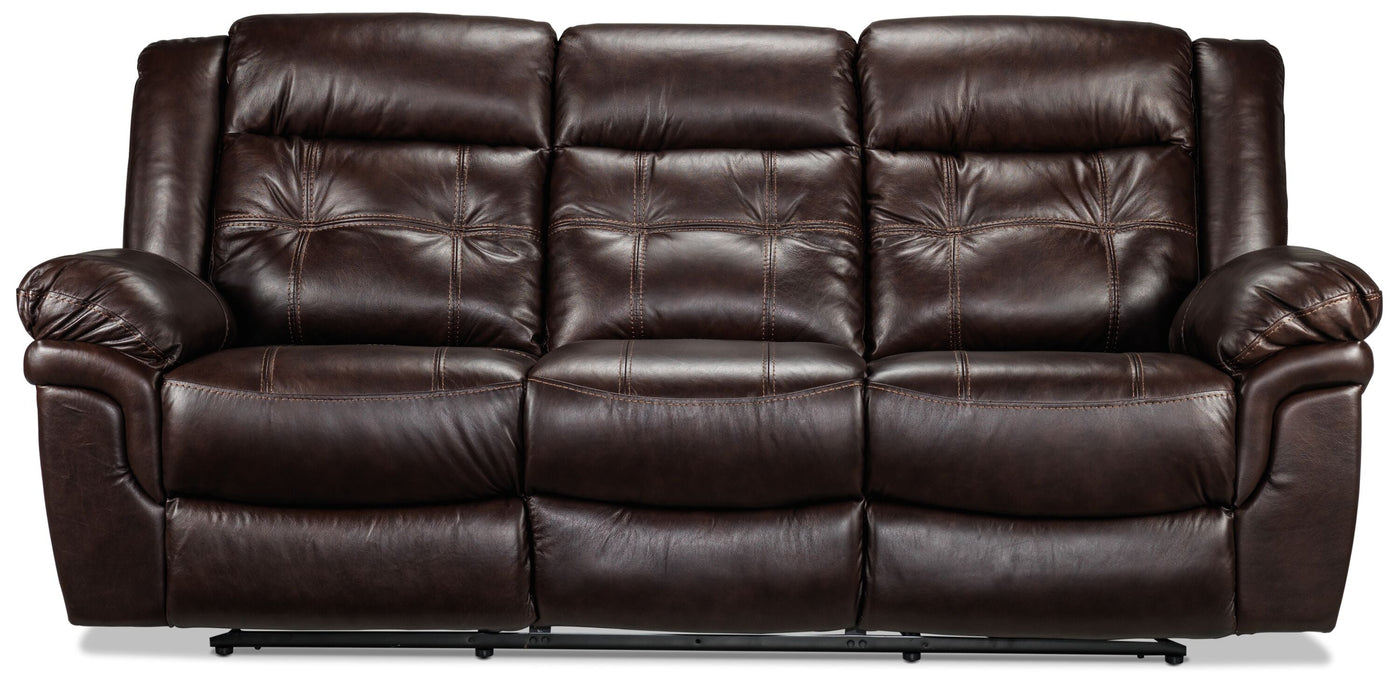 Cooper Reclining Leather Sofa - Brown