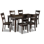 Holland 7-Piece Dining Set - Dark Oak with Wire-Brushed Finish