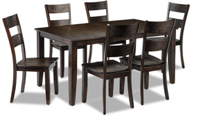 Holland 7-Piece Dining Set - Dark Oak with Wire-Brushed Finish