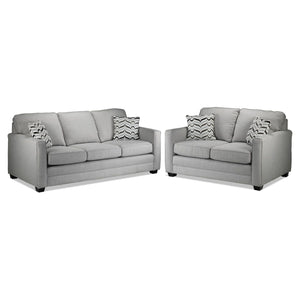 Penelope Sofa and Loveseat Set - Grey