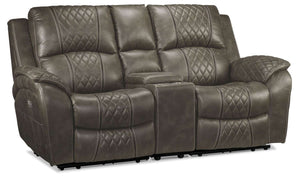 Wesley Dual Power Reclining Loveseat with Console - Granite