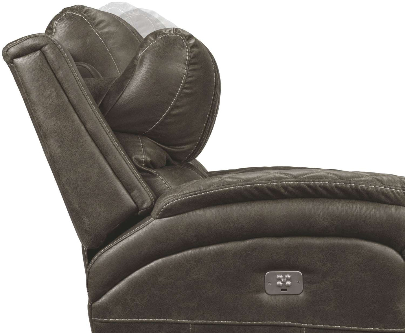 Wesley Dual Power Reclining Sofa and Dual Power Reclining Loveseat with Console - Granite