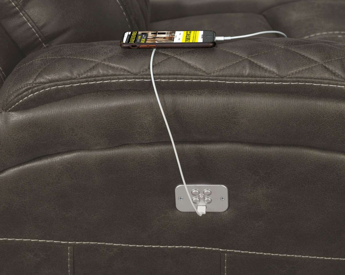 Wesley Dual Power Reclining Sofa and Dual Power Recliner - Granite