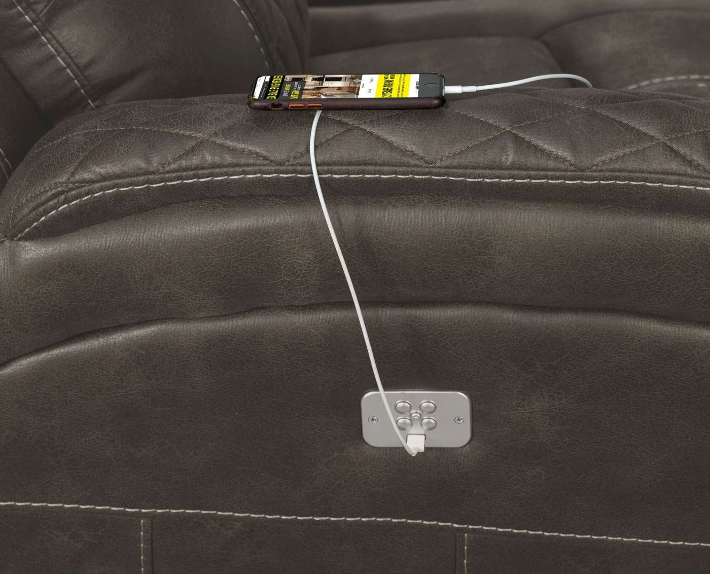 Wesley Dual Power Reclining Sofa, Dual Power Reclining Loveseat w/Console and Dual Power Recliner Set - Granite