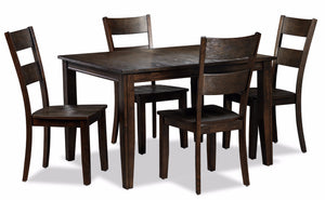 Holland 5- Piece Dining set- Dark oak with Wire - Brushed Finish