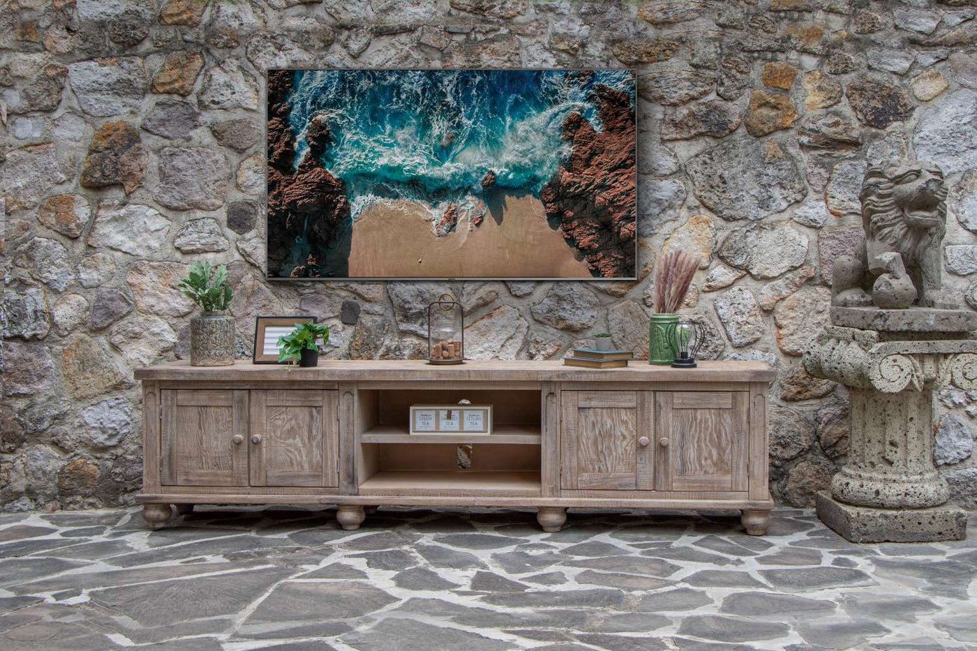 Aruba 93" TV Stand - Drift Sand