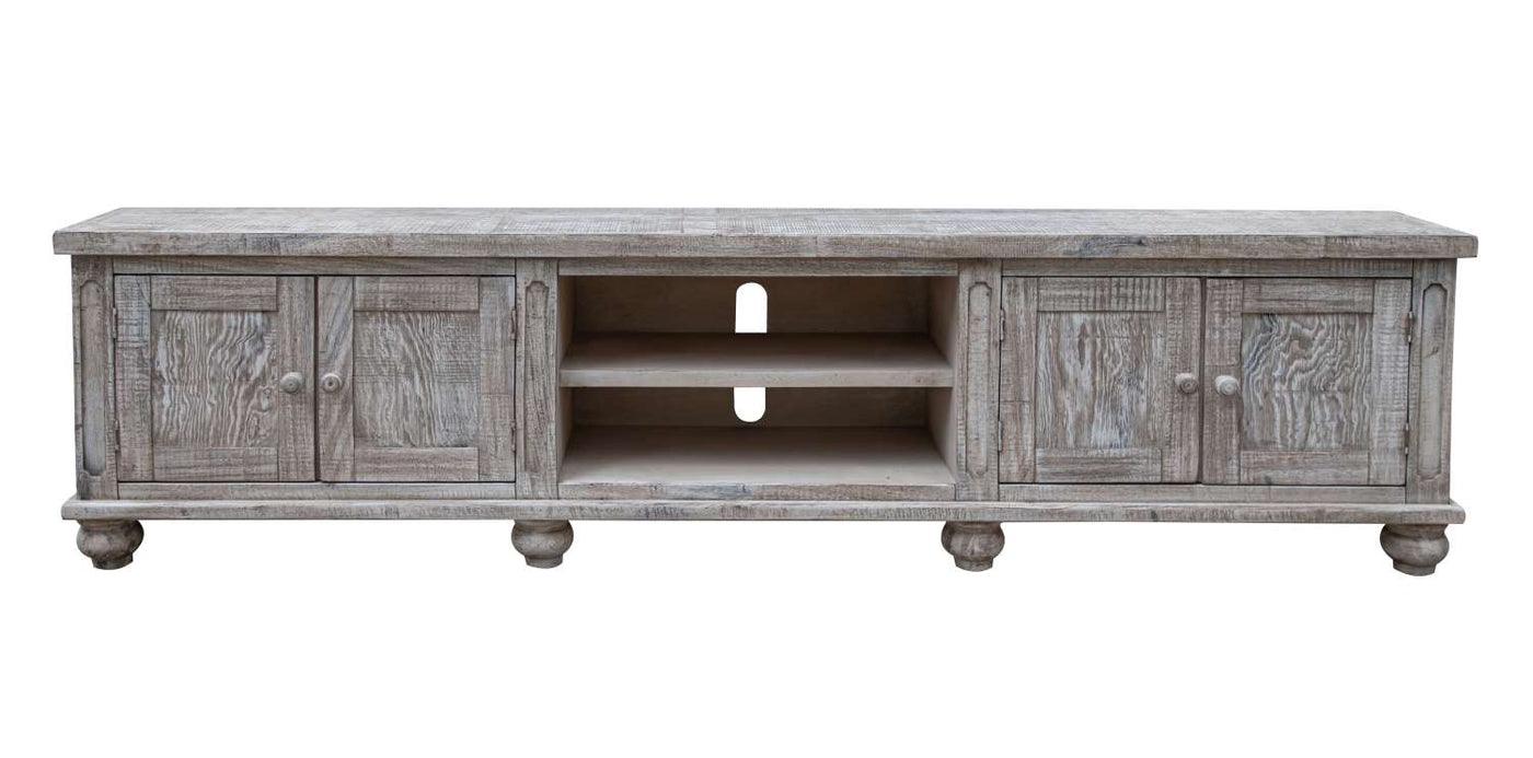 Aruba 93" TV Stand - White Sea Finish