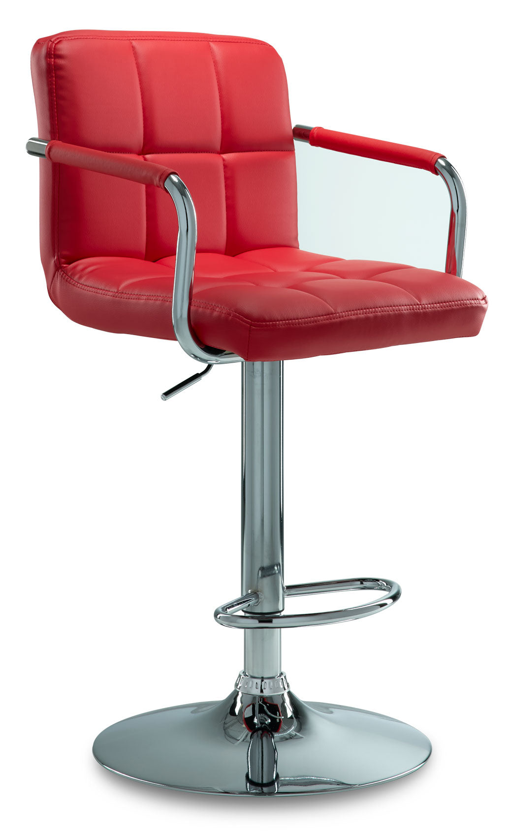Kane Bar Height Stool - Red, Chrome