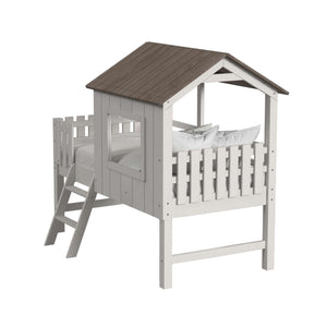 Lodge Twin Bed with Ladder Fencing - Cream