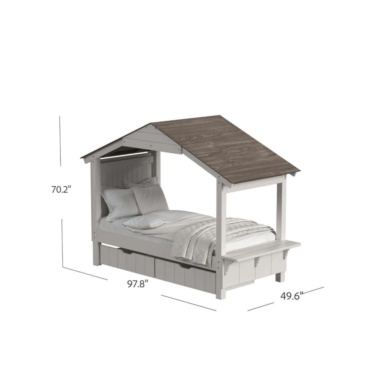 Lodge Twin Bed with Full Roof - Cream