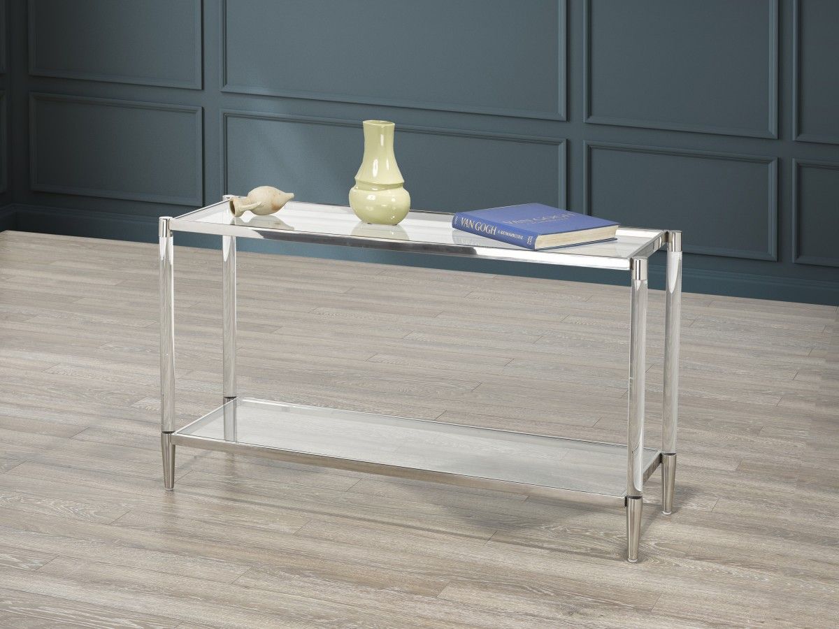 Lark Sofa Table - Glass and Chrome