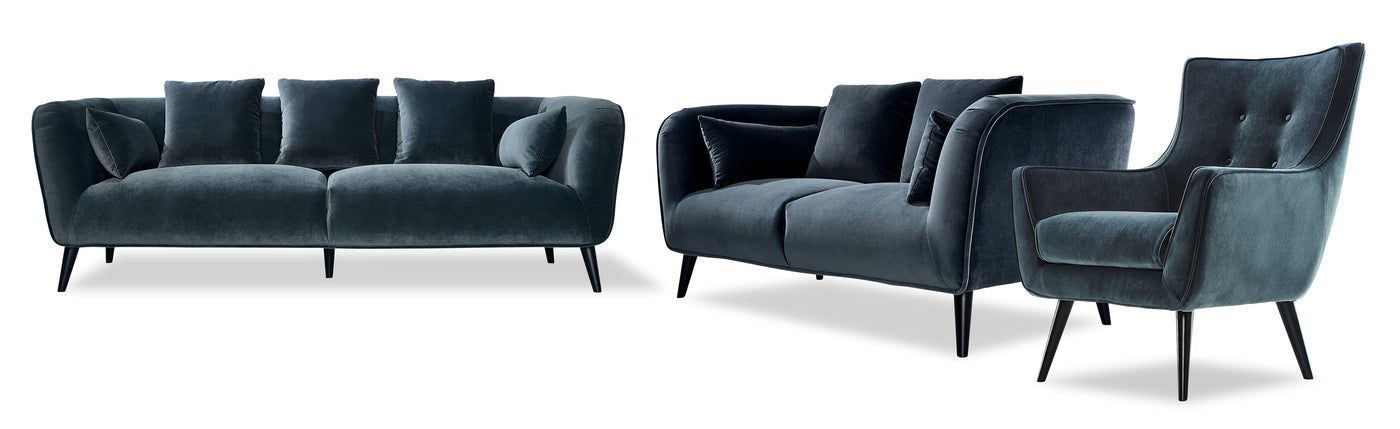 Maja Sofa, Loveseat and Accent Chair Set - Grey