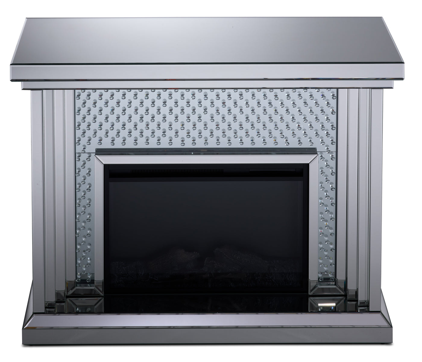 Miami Fireplace with Log Insert - Mirrored Glass