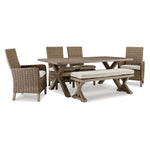 Beachcroft - 6-Piece Outdoor Dining - Beige, Brown