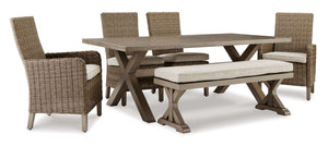 Beachcroft - 6-Piece Outdoor Dining - Beige, Brown