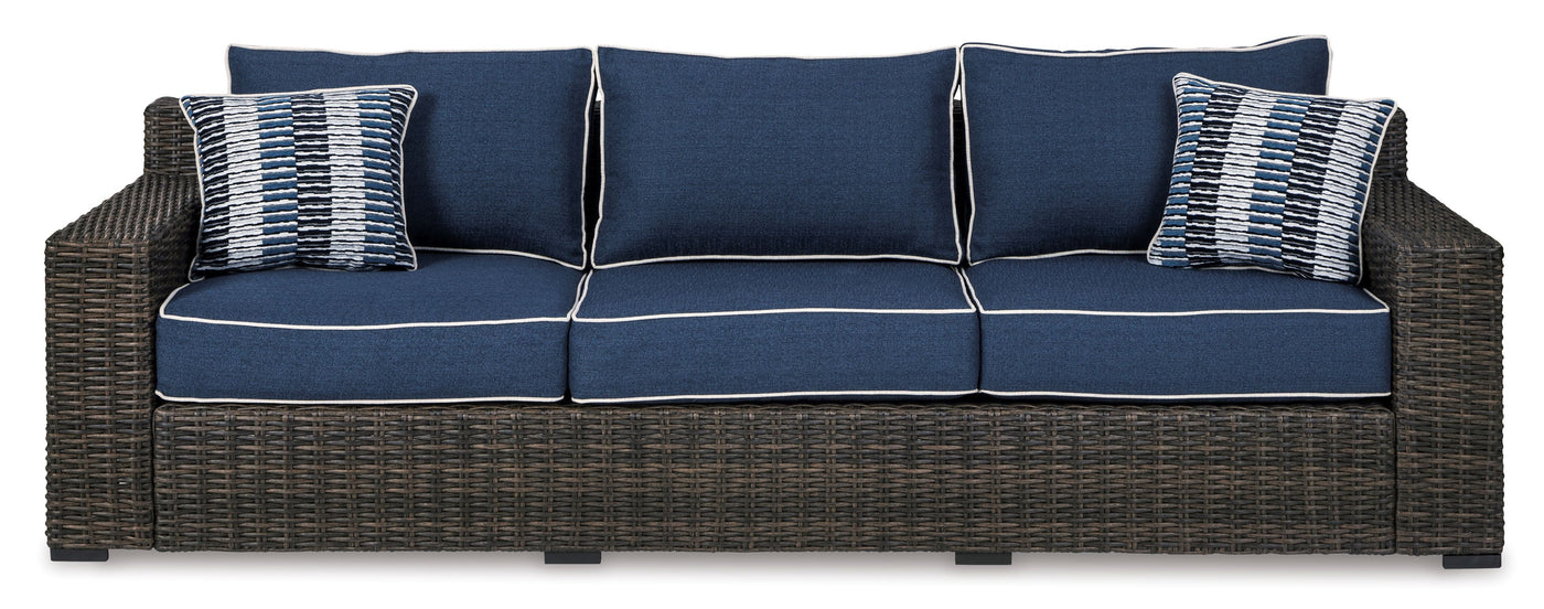 Grasson Lane - Outdoor Sofa - Blue, Brown
