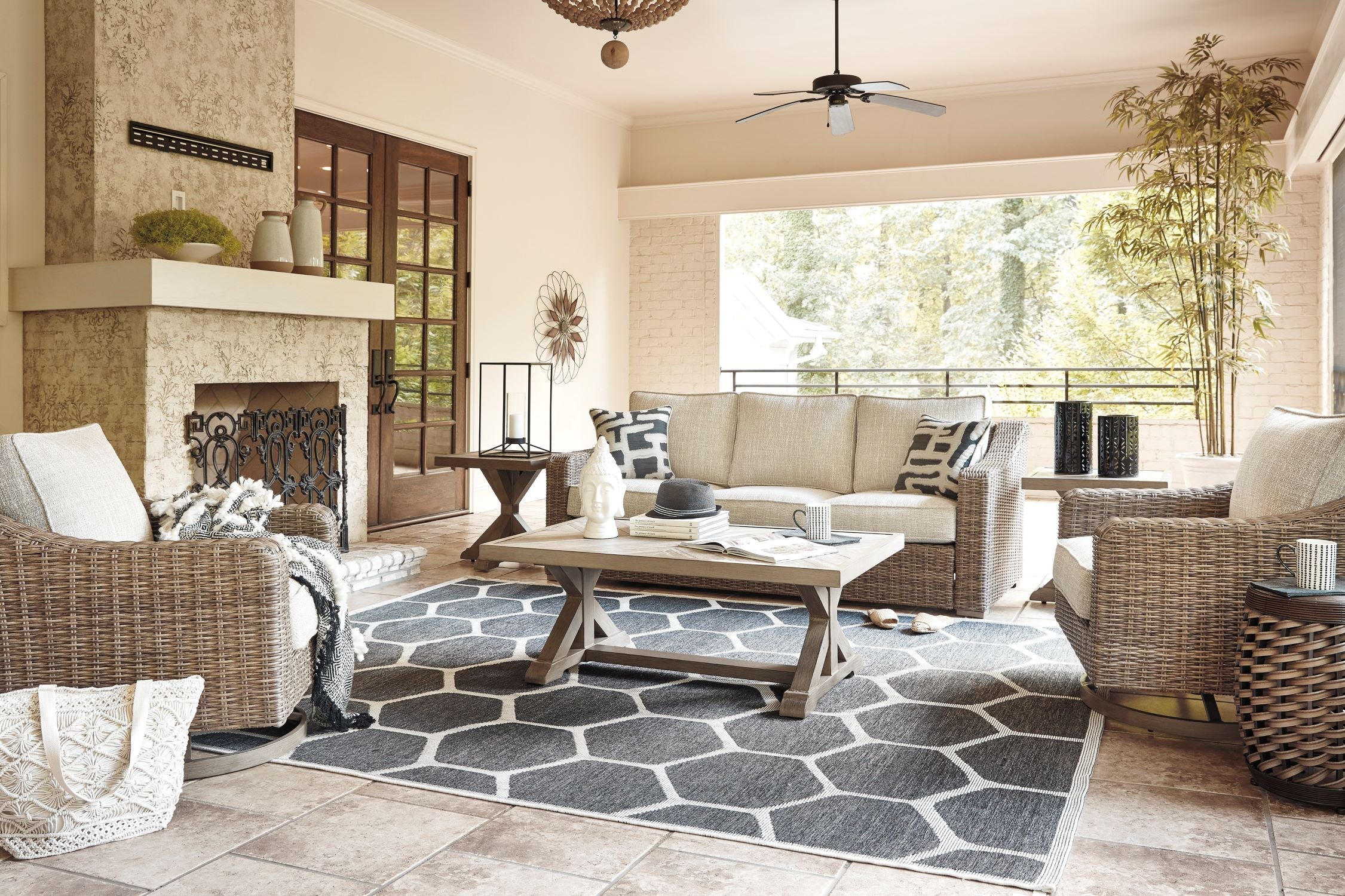 Beachcroft - Outdoor Sofa - Beige, Brown