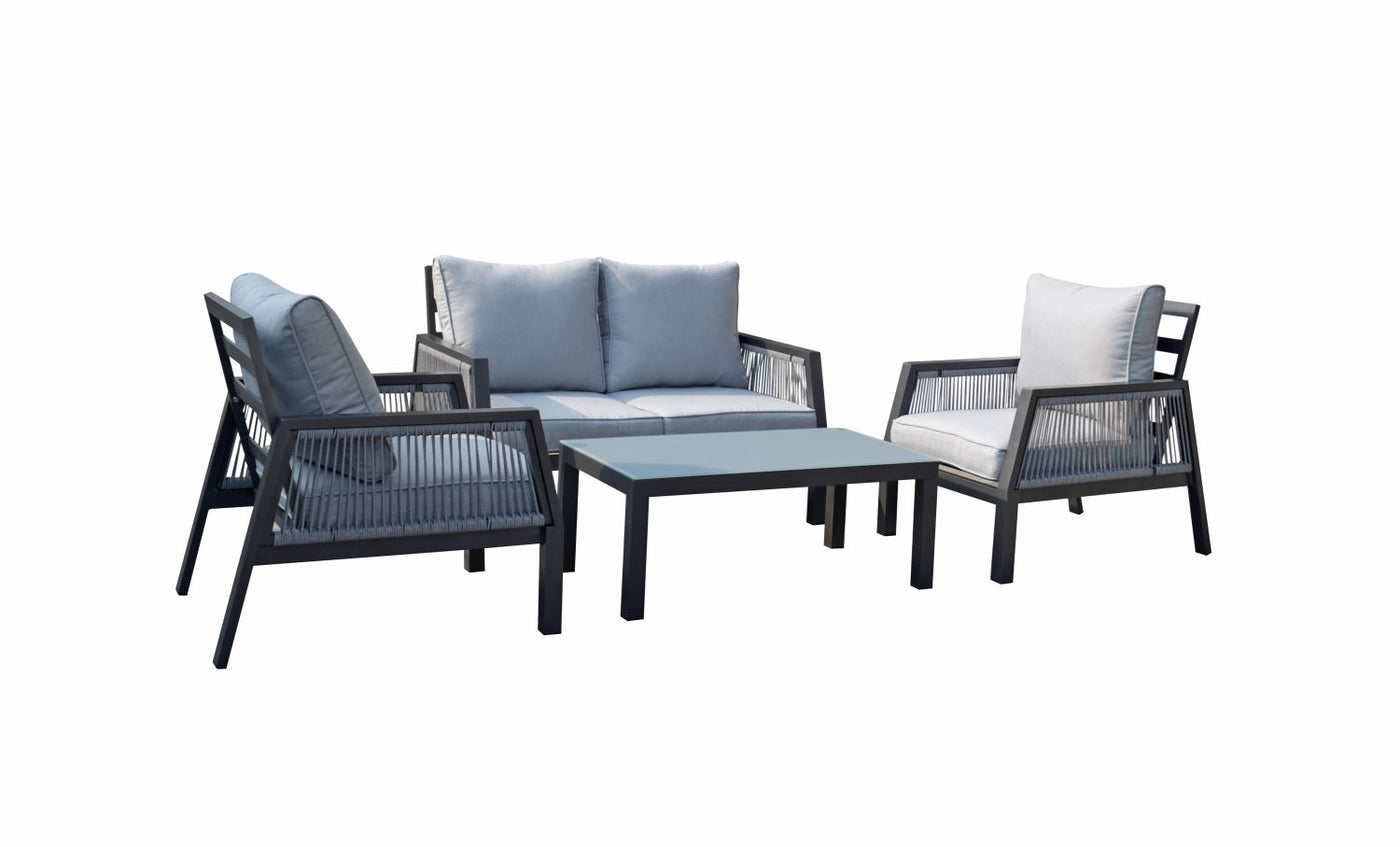 Mulmur 4-Piece Outdoor Conversation Set - Dark Grey/Beige