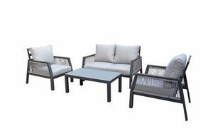 Mulmur 4-Piece Outdoor Conversation Set - Dark Grey/Beige