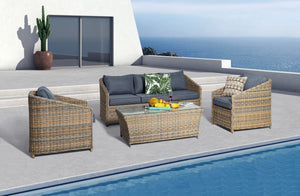 Ellington 4-Piece Outdoor Conversation Set - Taupe/Beige