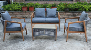 Rusholme 4-Piece Outdoor Conversation Set - Light Brown/Grey