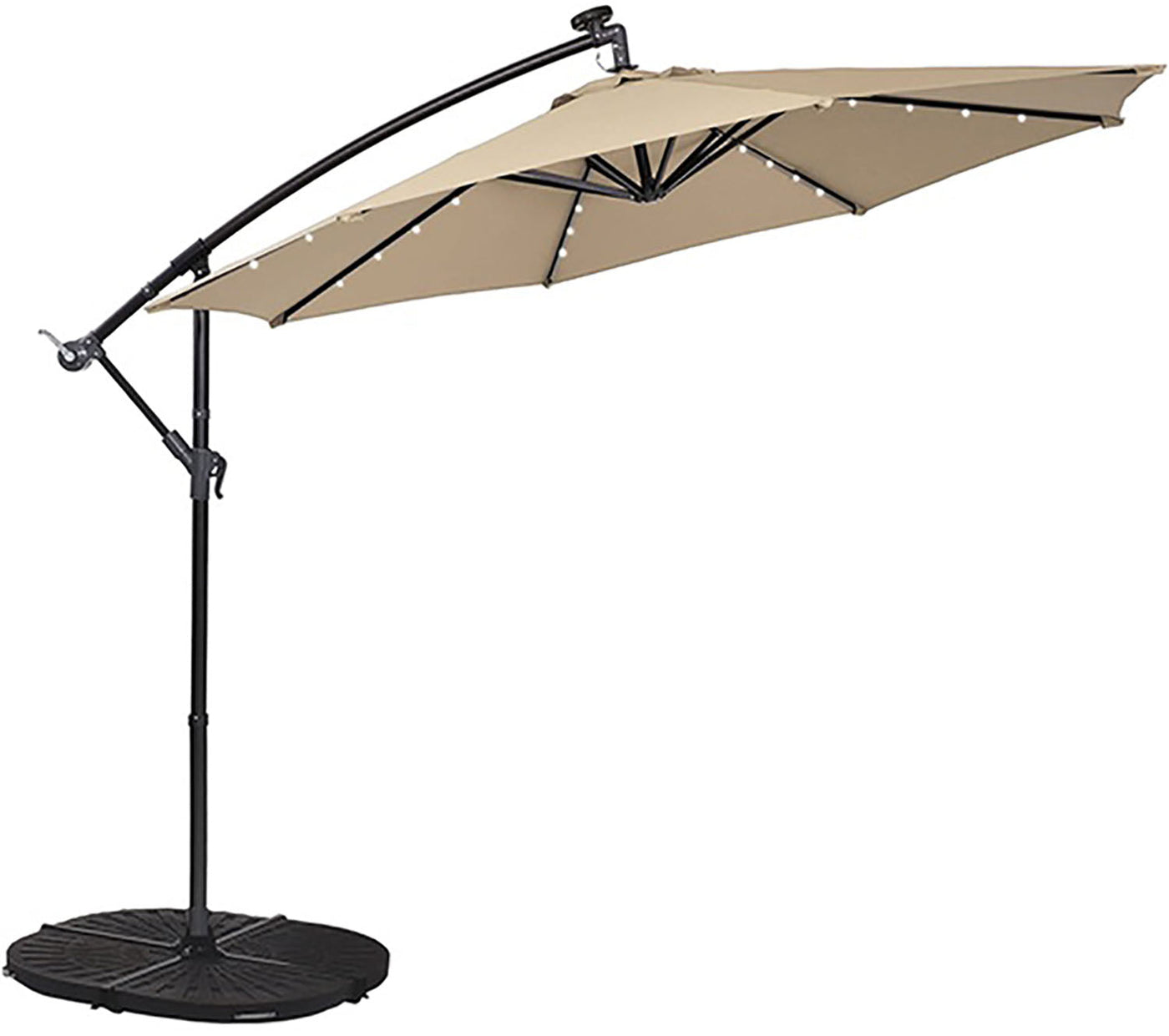 Bumbershoot 10' Solar LED Offset Outdoor Umbrella - Linen