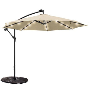 Bumbershoot 10' Solar LED Offset Outdoor Umbrella - Linen