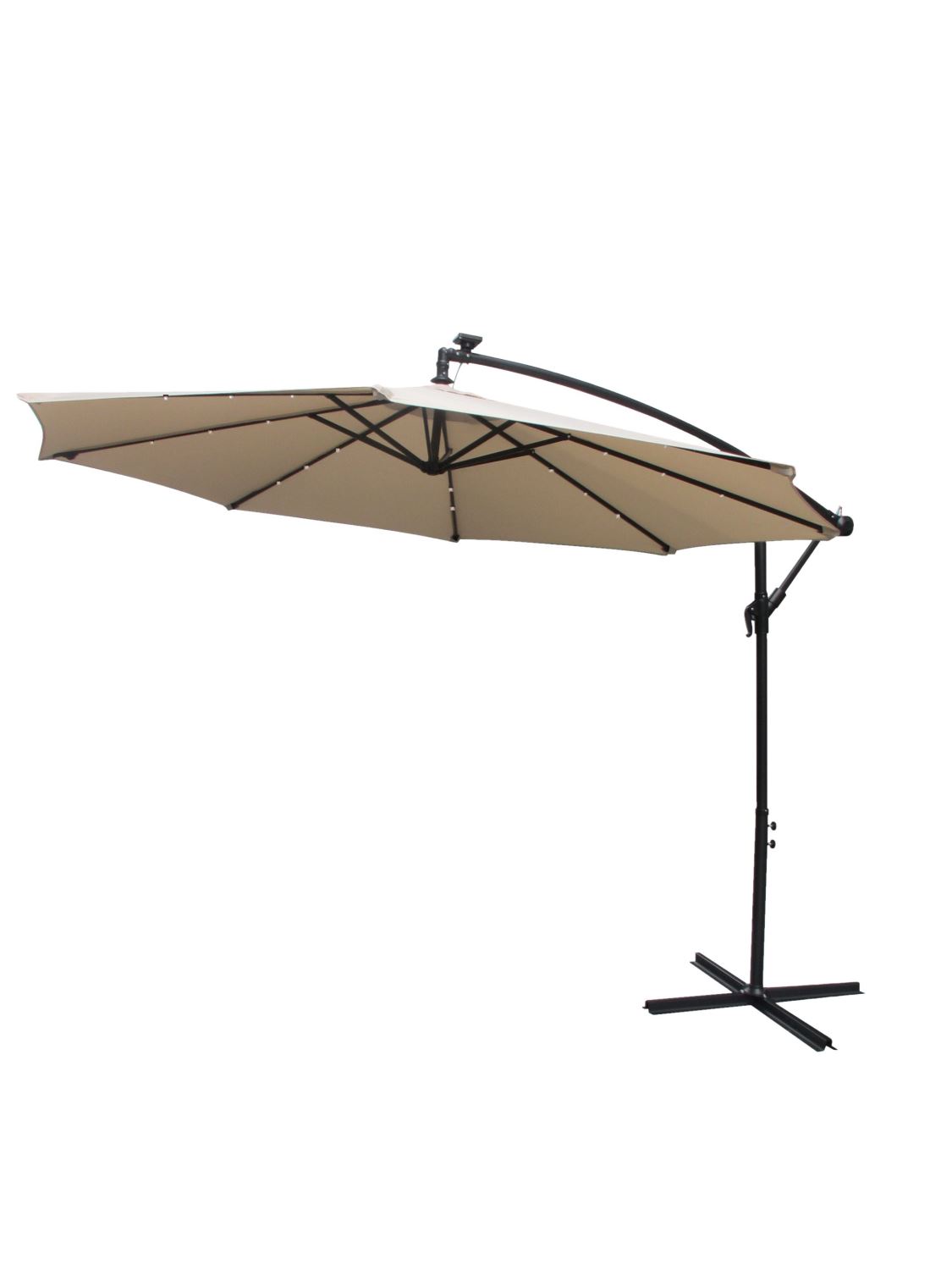 Bumbershoot 10' Solar LED Offset Outdoor Umbrella - Linen