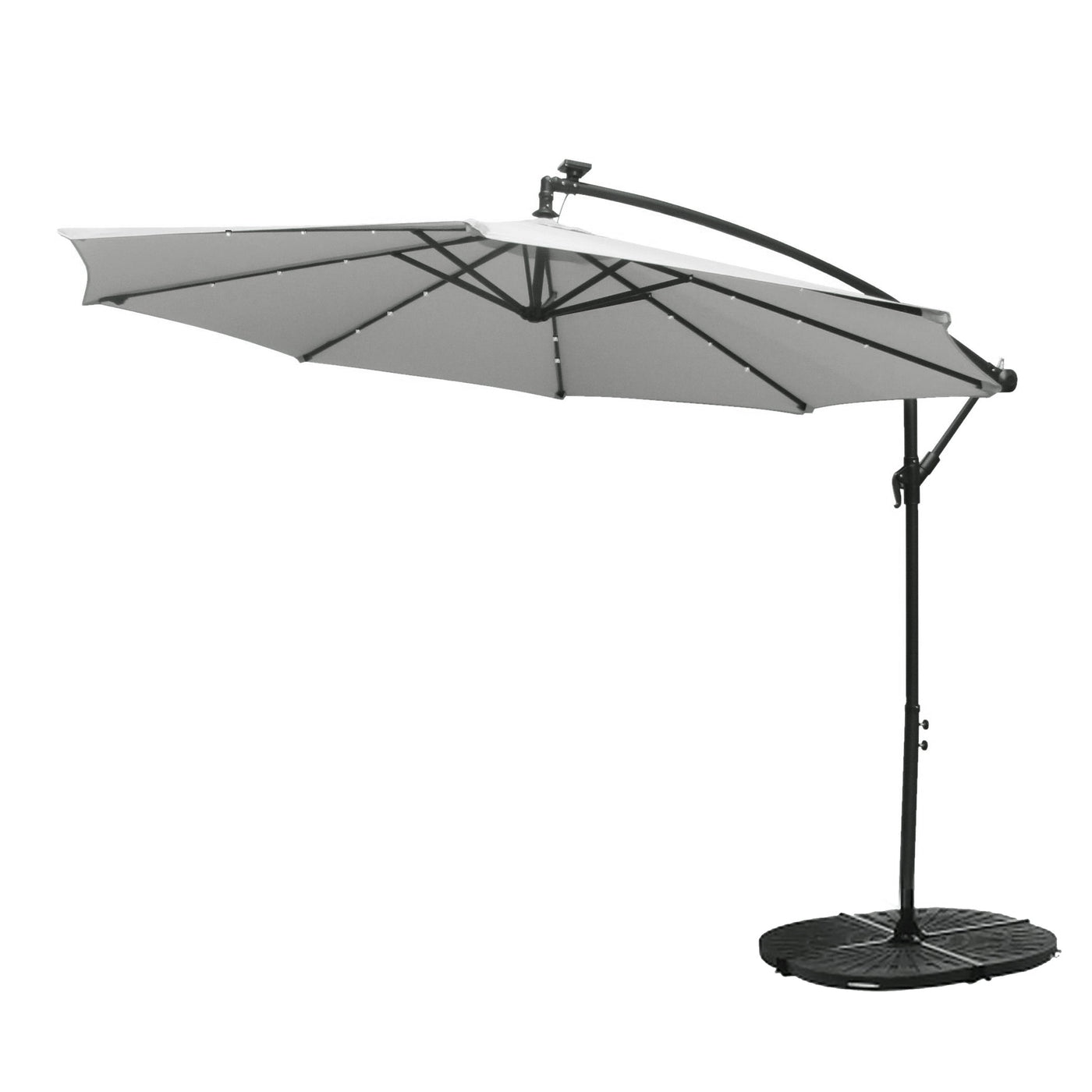 Bumbershoot 10' Solar LED Offset Outdoor Umbrella - Light Stone Grey