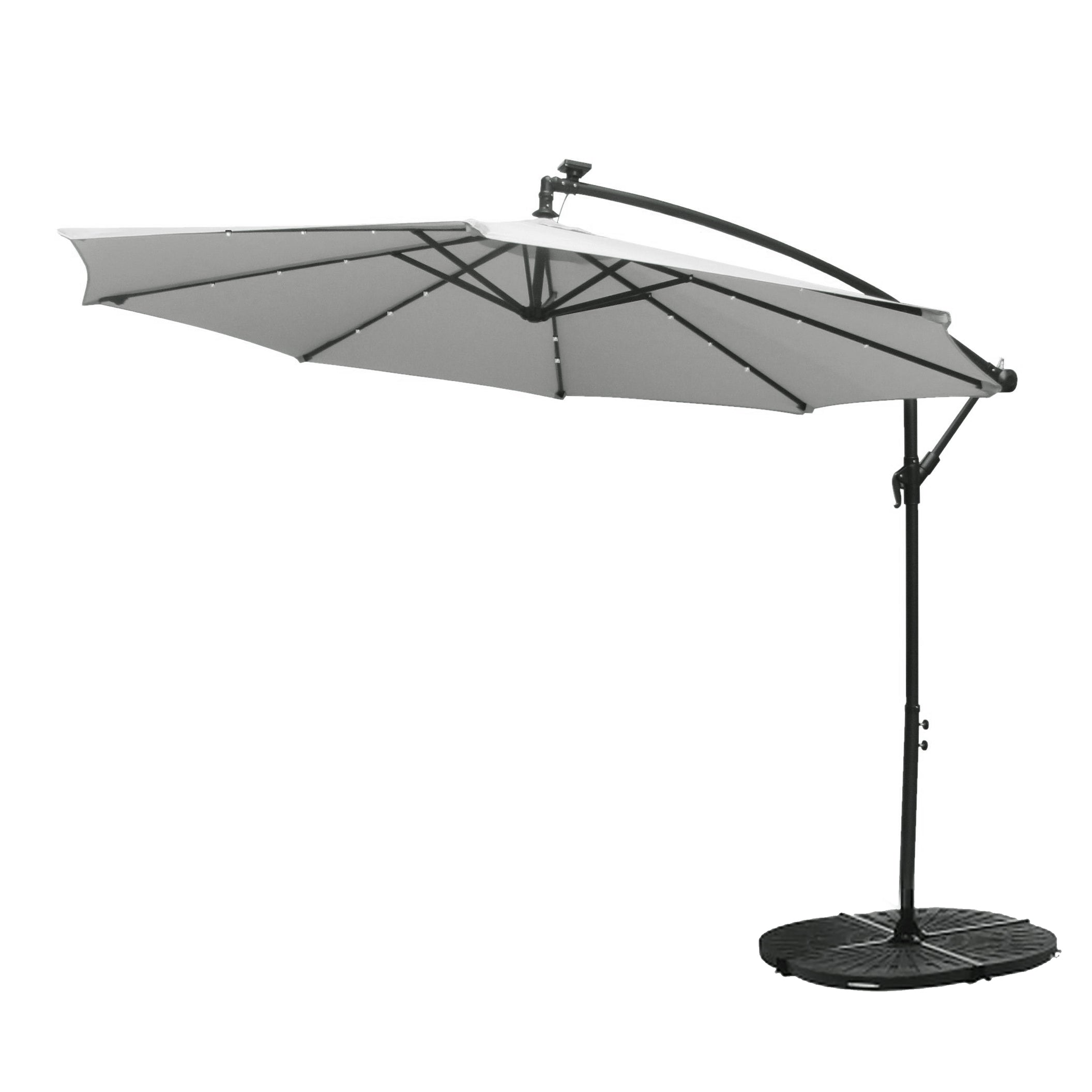 Bumbershoot 10' Solar LED Offset Outdoor Umbrella - Light Stone Grey