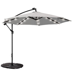 Bumbershoot 10' Solar LED Offset Outdoor Umbrella - Light Stone Grey