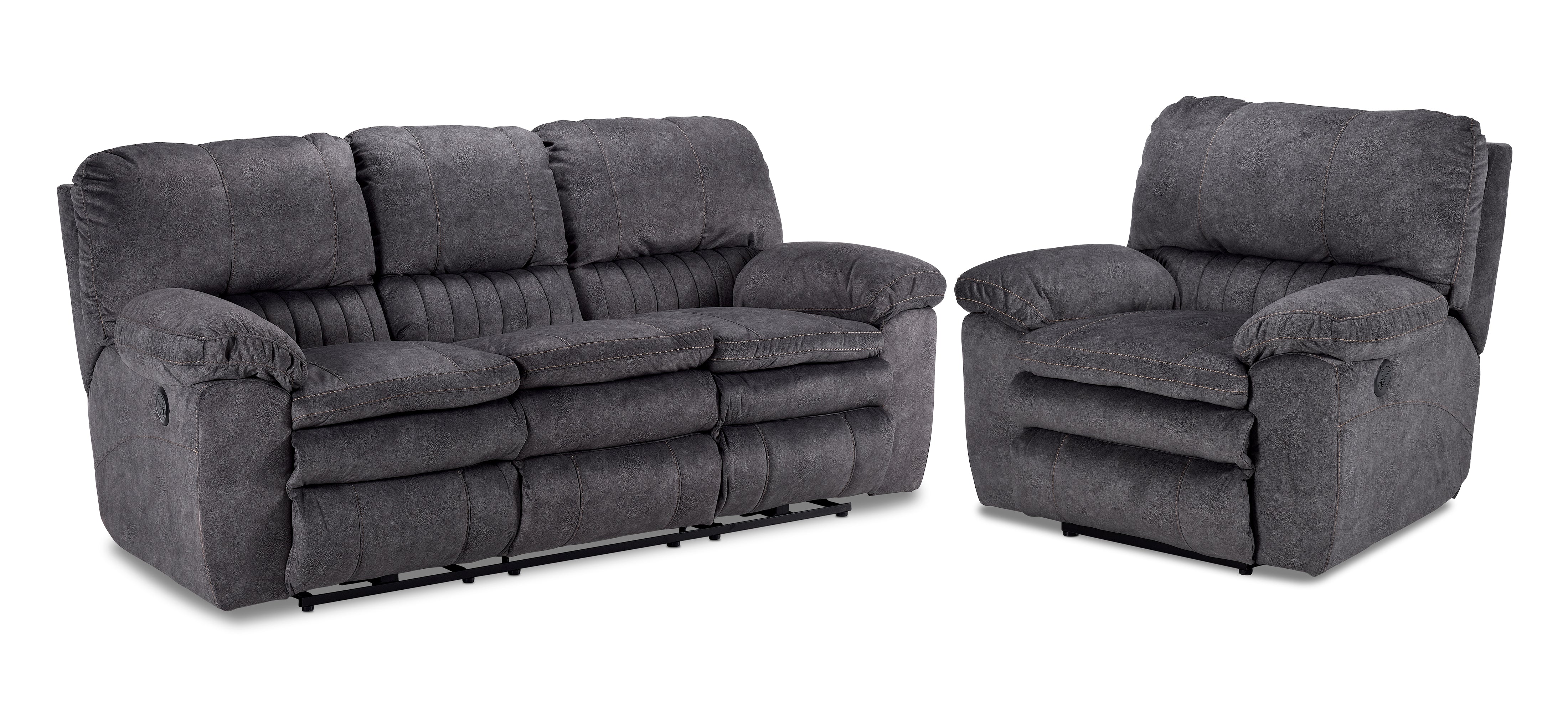 Reyes 2 Pc. Power Reclining Living Room Package w/ Chair - Grey