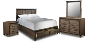 Rossco 6-Piece Queen Storage Bedroom Set - Rustic Oak