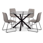 Robyn 5-Piece Round Dining Set - Black, Grey