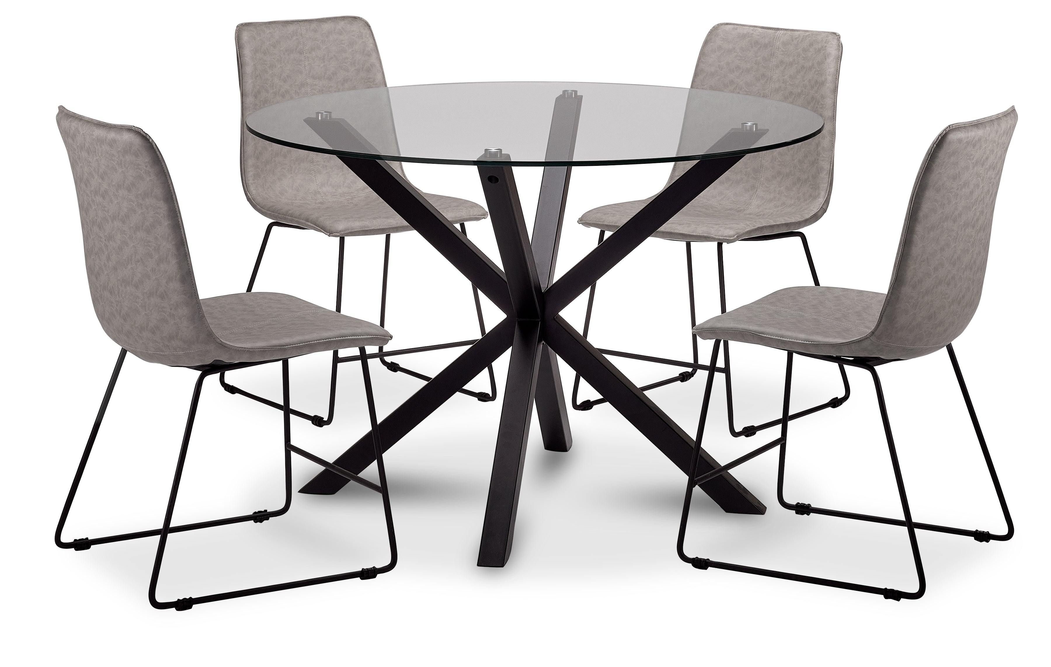 Robyn 5-Piece Round Dining Set - Black, Grey