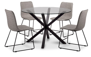 Robyn 5-Piece Round Dining Set - Black, Grey