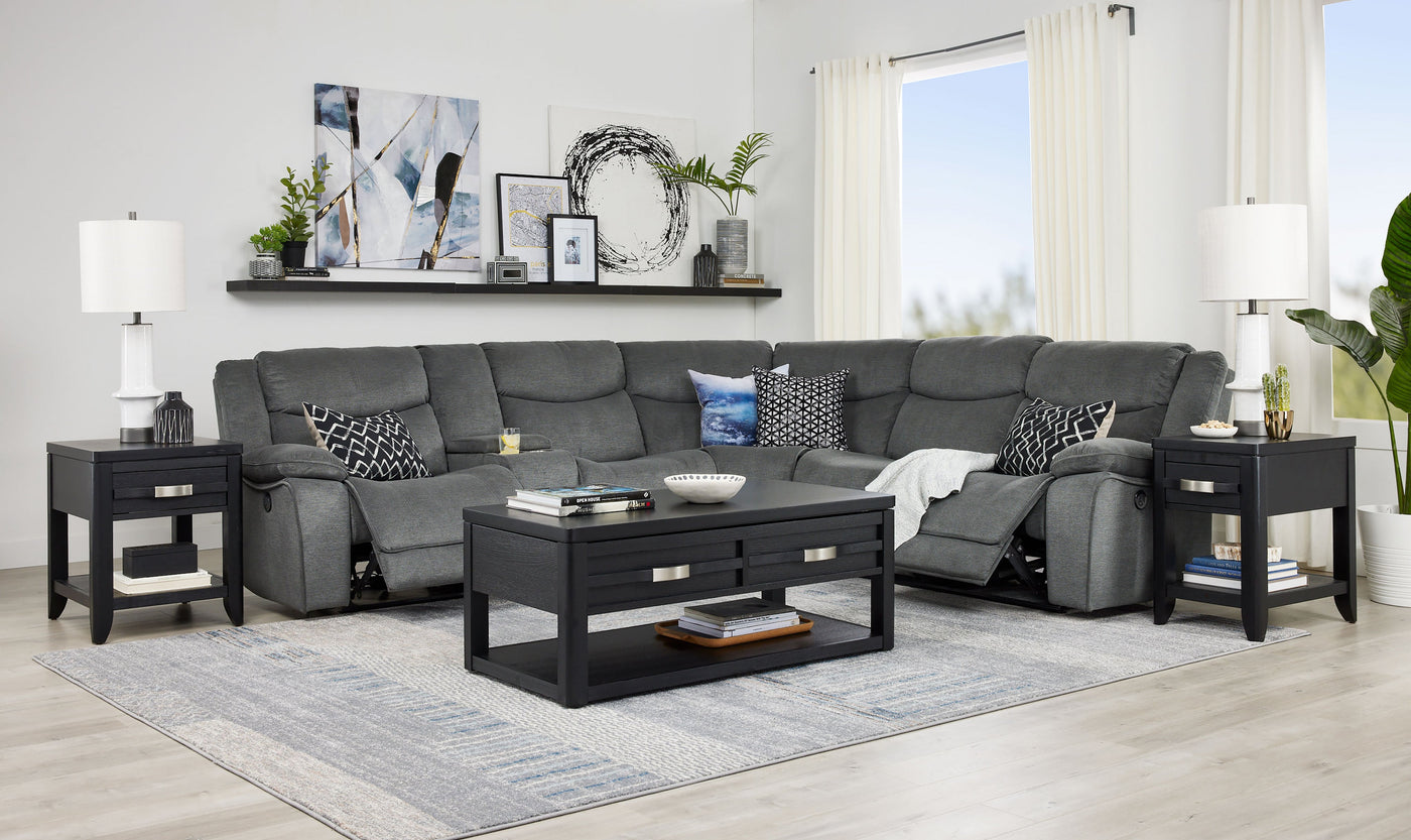 Saxon 3-Piece Power Reclining Sectional - Dynamite Charcoal