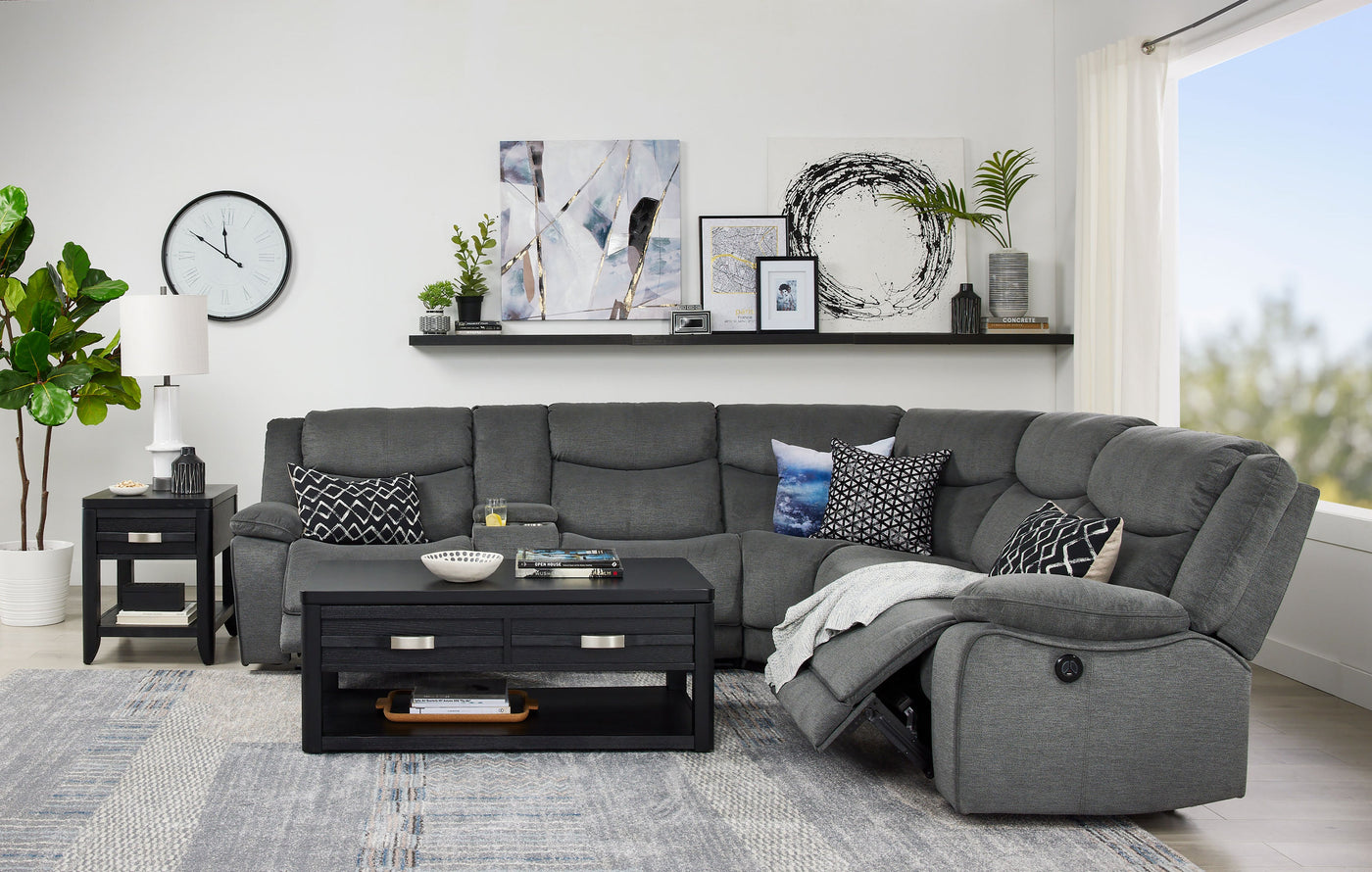 Saxon 3-Piece Power Reclining Sectional - Dynamite Charcoal